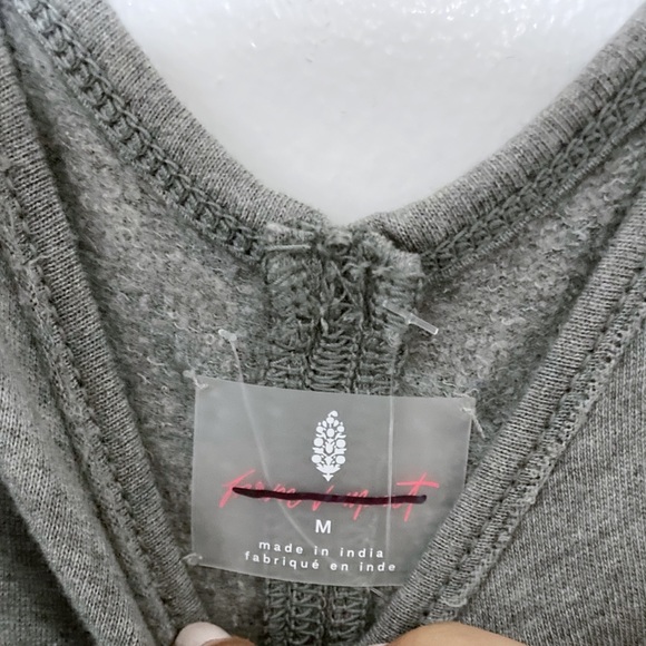 SOLD Free People Movement Gray Romper Varsity Side Snap Stripe Panel Size M NWOT - Picture 3 of 7